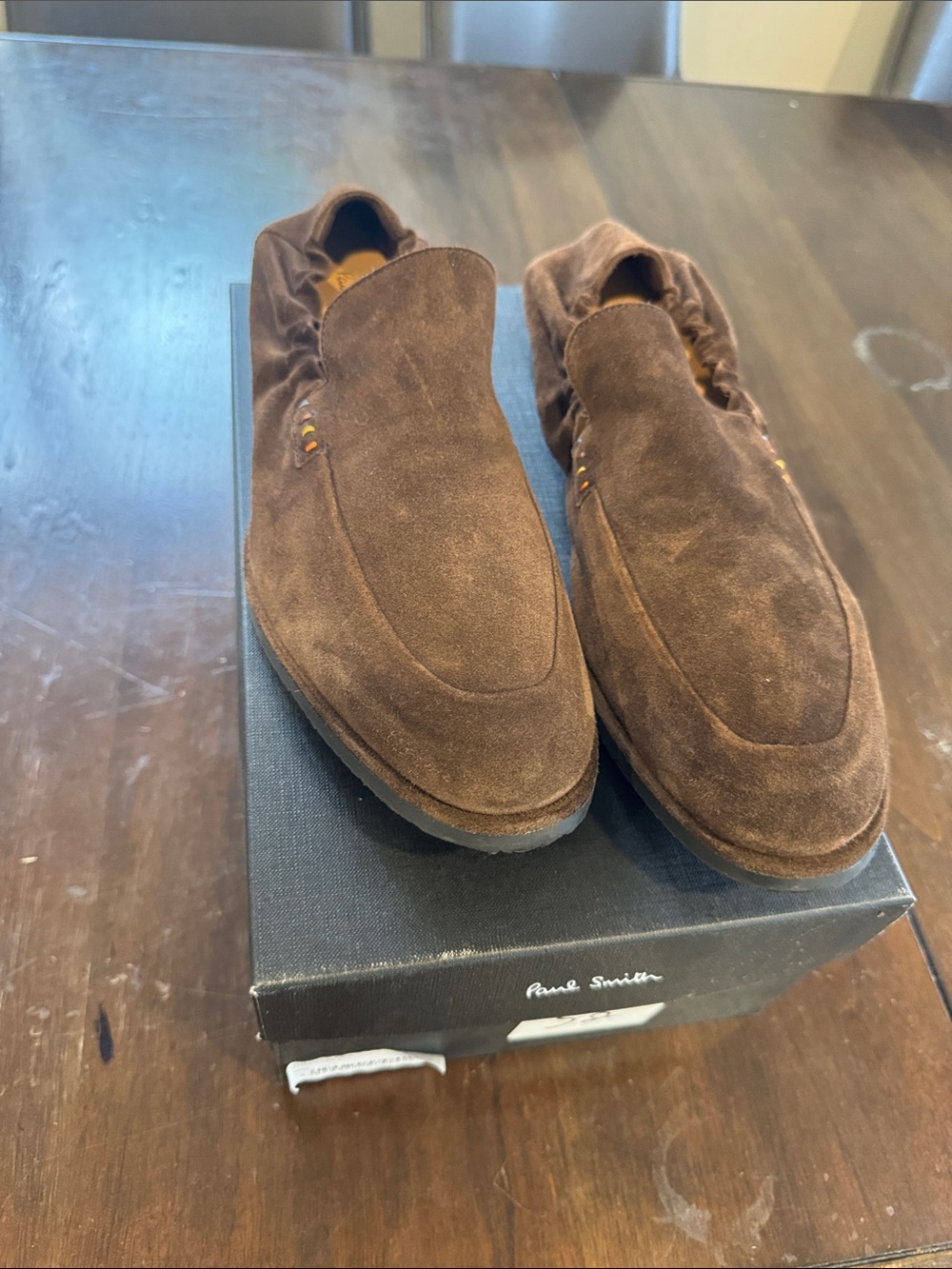 Paul Smith Brown Suede Slip-On Loafers with Signature Stripe Detail
